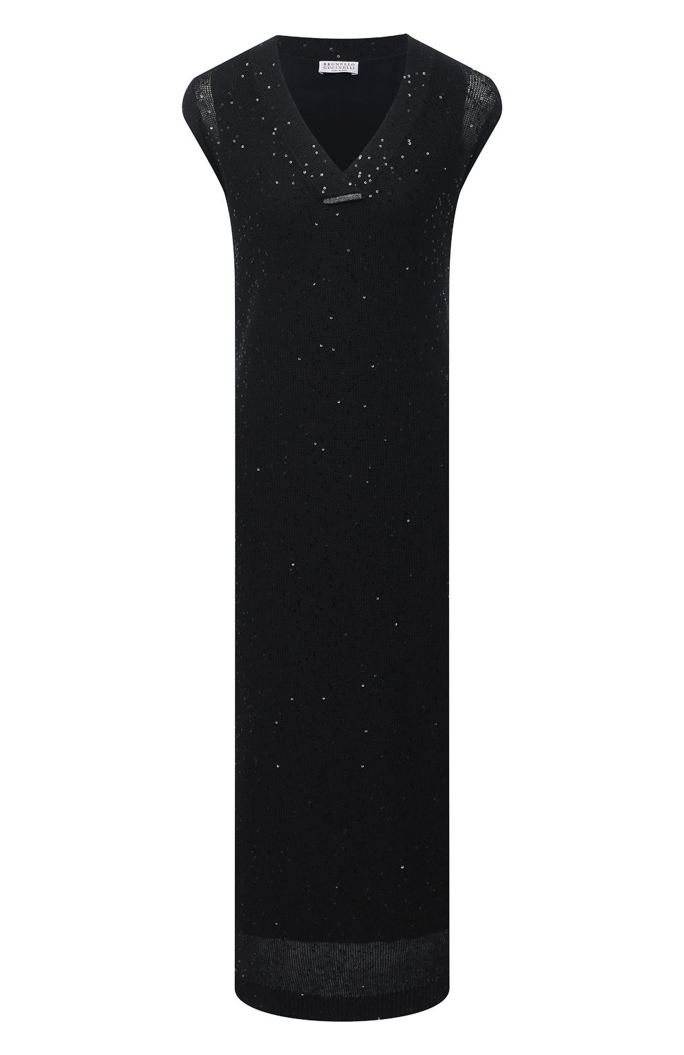 Платье изо льна и шелка BRUNELLO CUCINELLI черного цвета по цене 293500 руб., арт. M10551A72, фото 1 Платье изо льна и шелка BRUNELLO CUCINELLI, арт. M10551A72, фото 1
