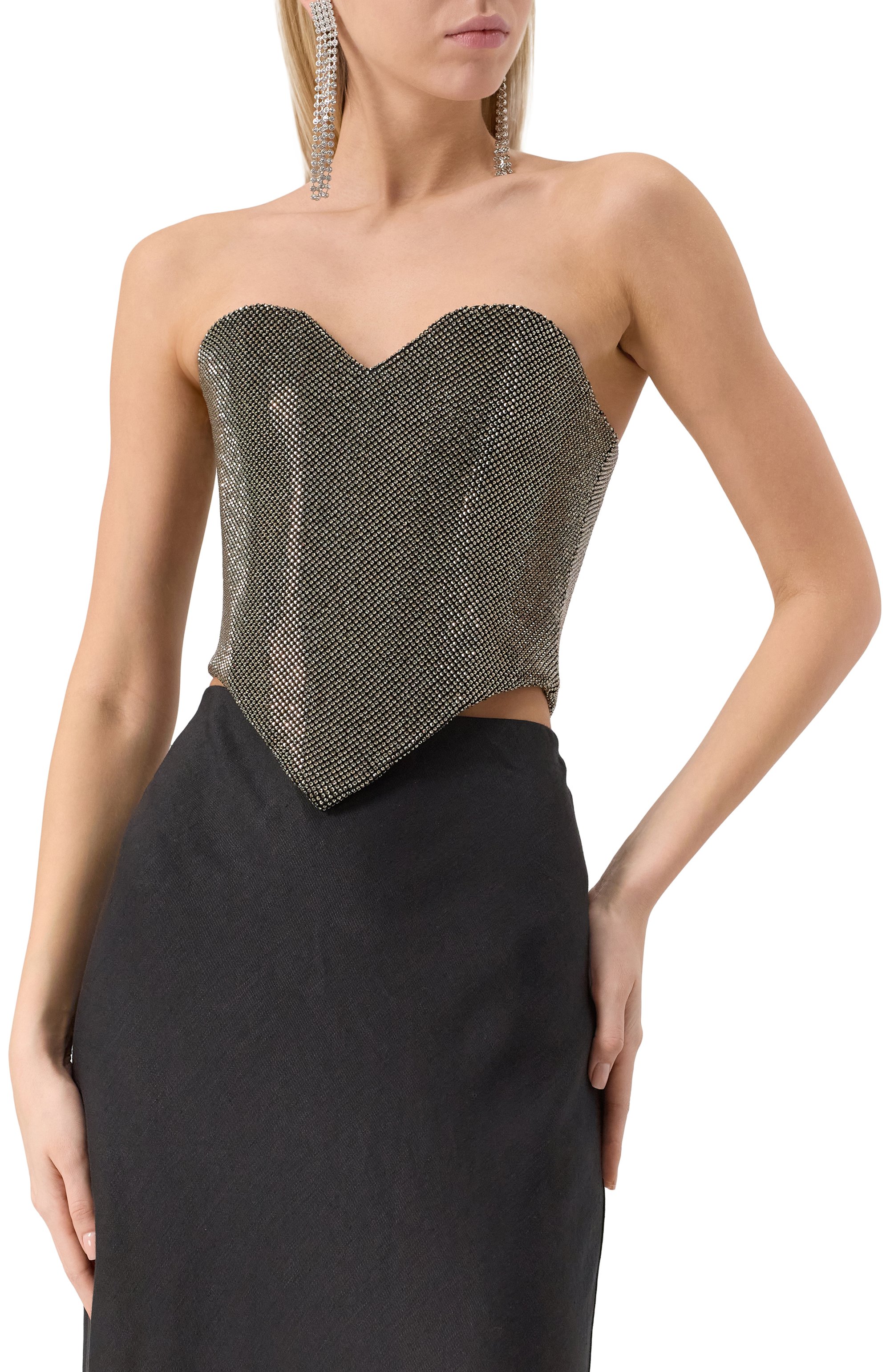 Корсет с отделкой стразами ALINE серебряного цвета по цене 33500 руб., арт. AL081006, фото 3 Корсет с отделкой стразами ALINE, арт. AL081006, фото 3