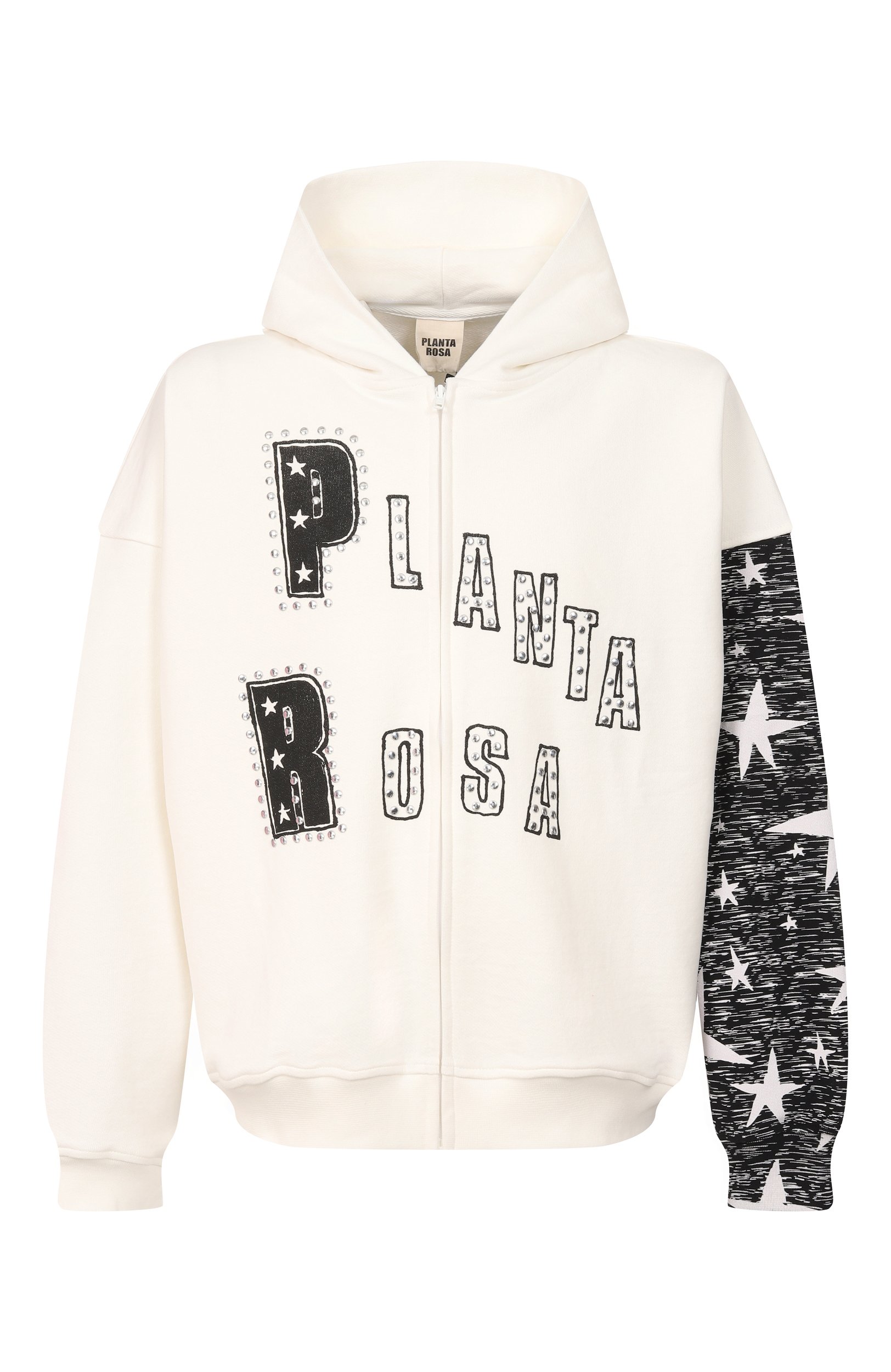 Хлопковая толстовка PLANTA ROSA черно-белого цвета по цене 26200 руб., арт. PR/HZ/STAR-PIN/400VELVET, фото 1 Хлопковая толстовка PLANTA ROSA, арт. PR/HZ/STAR-PIN/400VELVET, фото 1