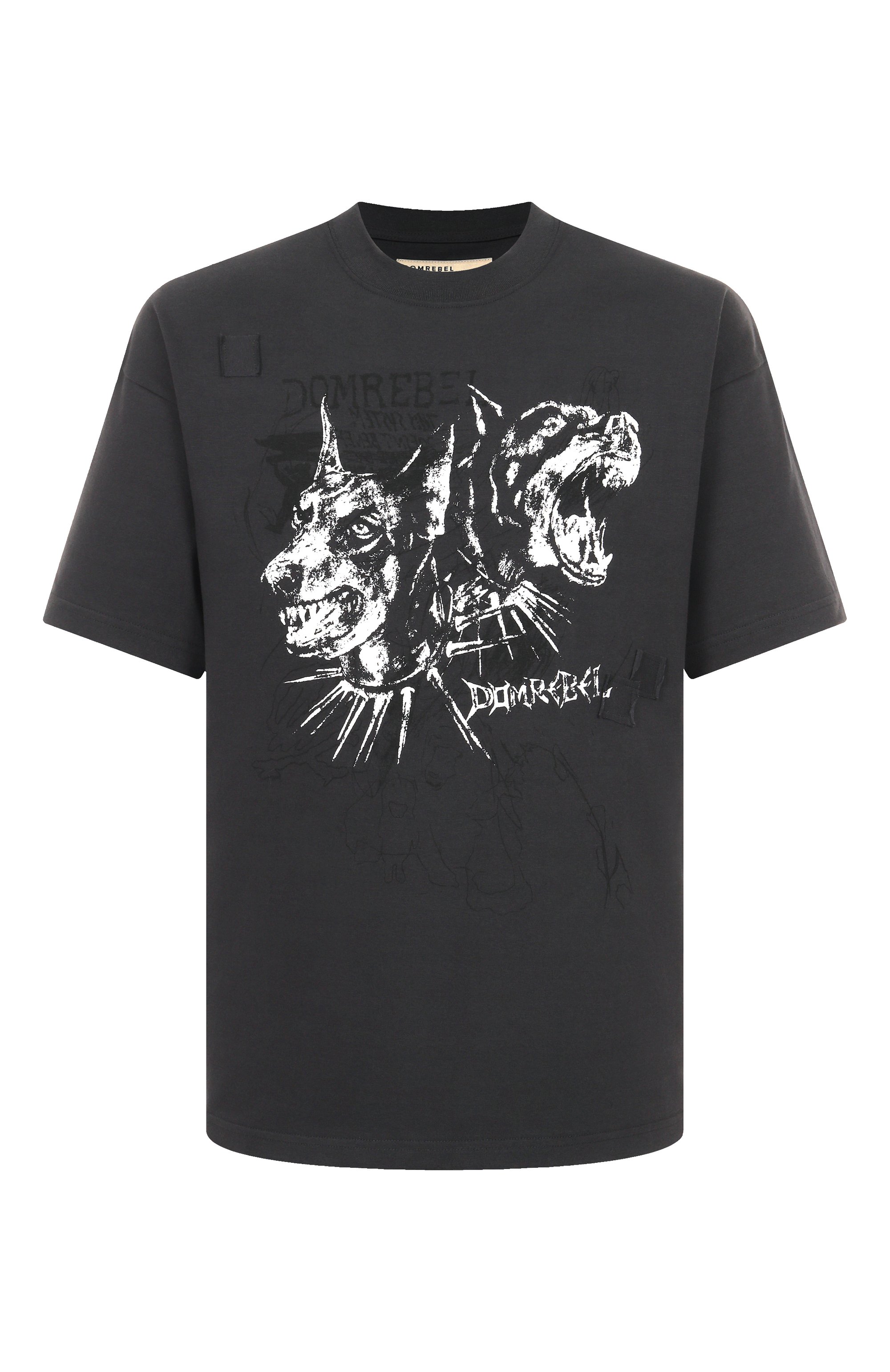 Хлопковая футболка DOMREBEL темно-серого цвета по цене 22100 руб., арт. M PUPPY, фото 1 Хлопковая футболка DOMREBEL, арт. M PUPPY, фото 1