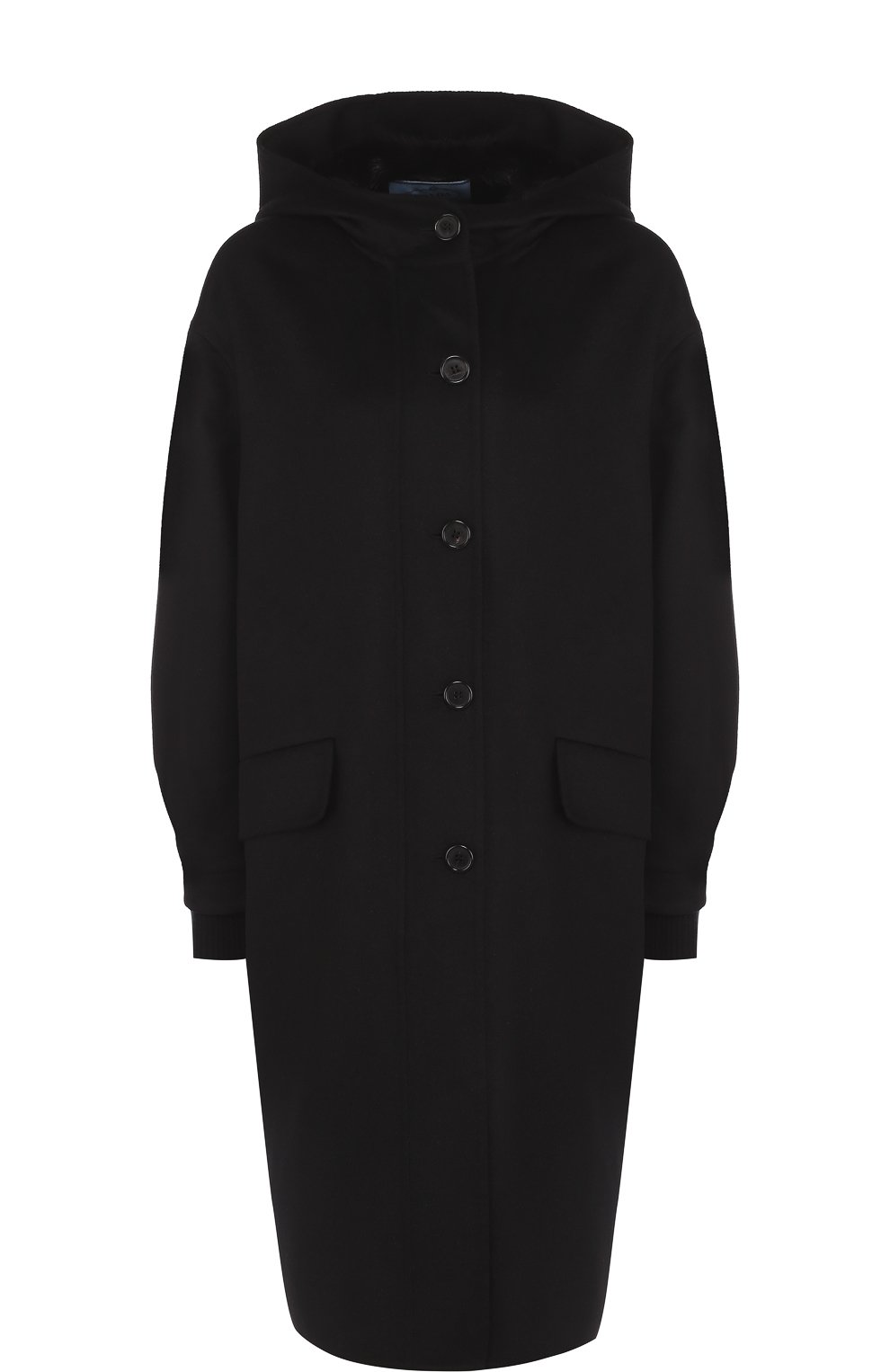 Однотонное шерстяное пальто с капюшоном PRADA, арт. P690GP-1P80-F0806, фото 1