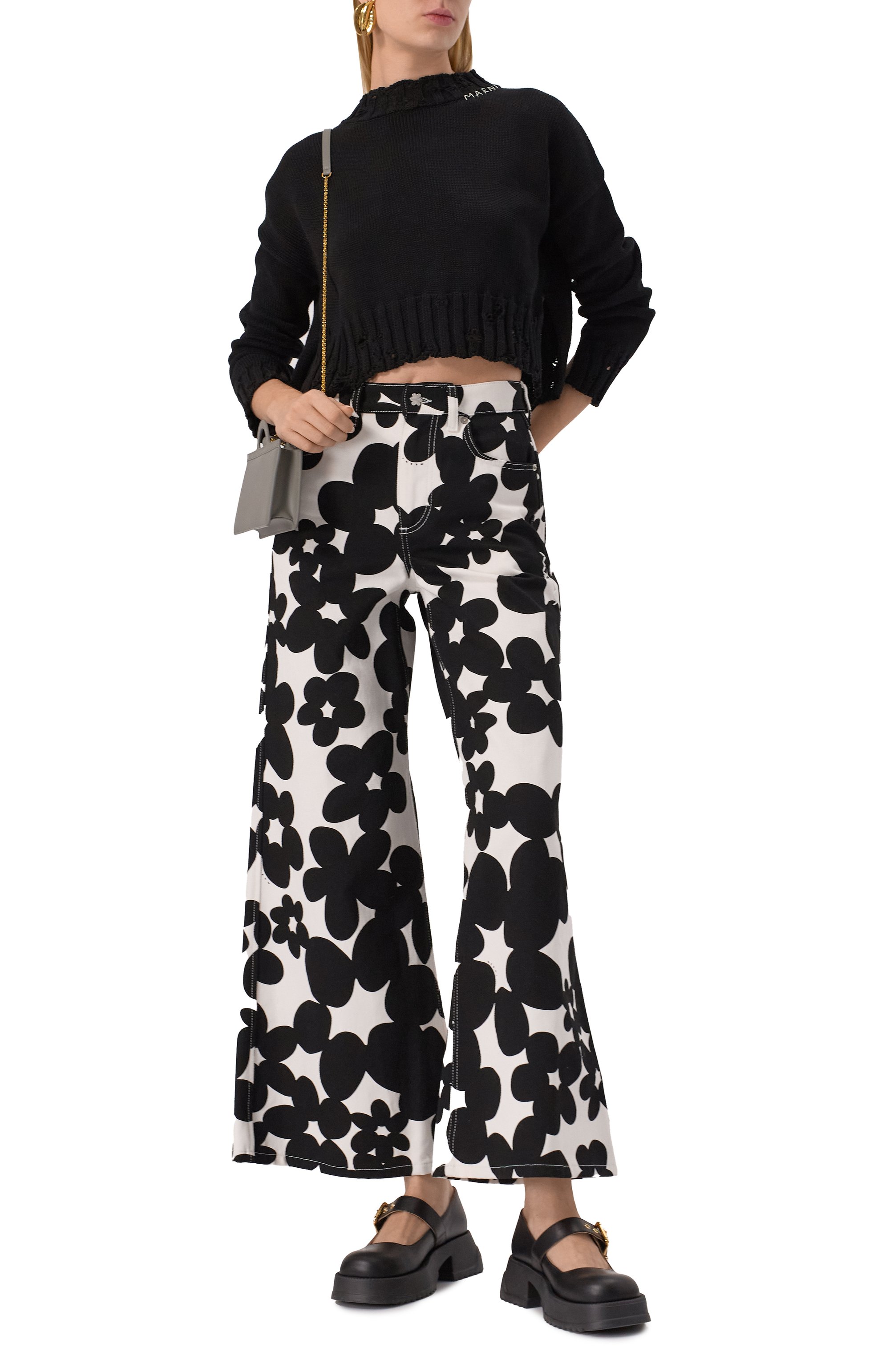 Хлопковый свитер MARNI черного цвета по цене 95050 руб., арт. GCMD0579A0/UFC652, фото 2 Хлопковый свитер MARNI, арт. GCMD0579A0/UFC652, фото 2