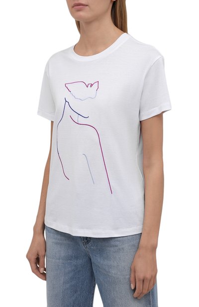 Хлопковая футболка EMPORIO ARMANI белого цвета по цене 15250 руб., арт. 6K2T7J/2J30Z, фото 3 Хлопковая футболка EMPORIO ARMANI, арт. 6K2T7J/2J30Z, фото 3