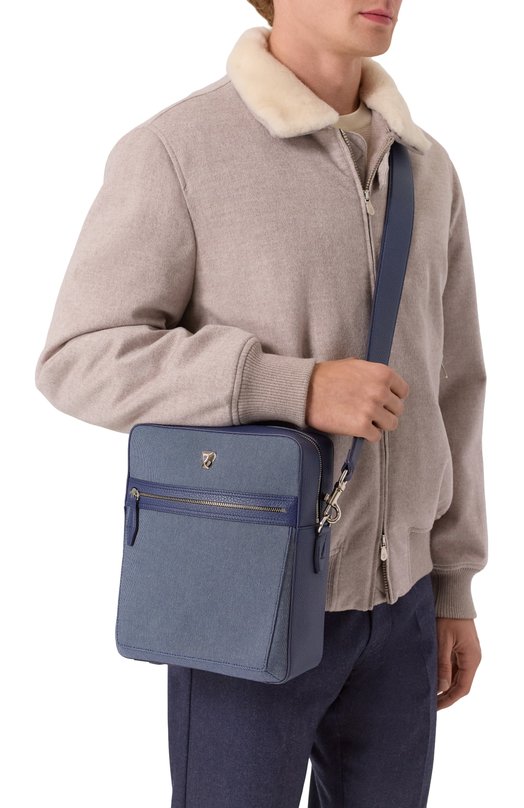 Сумка Silvio medium Rubeus Milano CR0SSB0DY MEDIUM/CALFSKIN GRAN PRIX+CANVAS NAPAC0T Синий  CR0SSB0DY MEDIUM/CALFSKIN GRAN PRIX+CANVAS NAPAC0T Фото 2