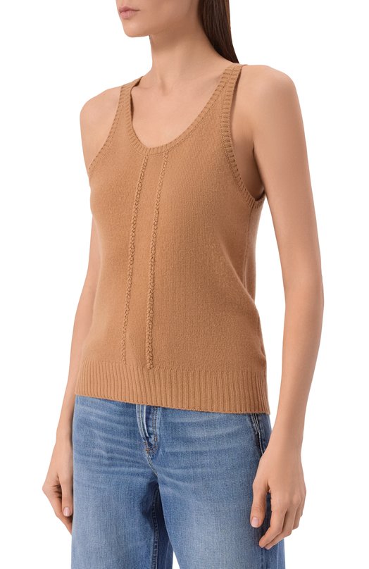 Топ из шерсти и кашемира Elie Saab T0261/CK015 Бежевый  T0261/CK015 Фото 3