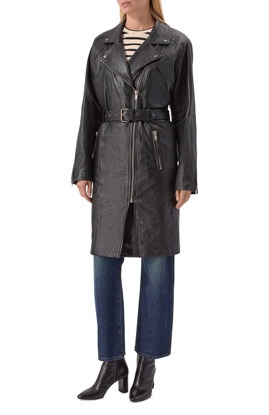 Кожаное пальто Saint Laurent 798778/YCNV2 Чёрный  798778/YCNV2 Фото 3