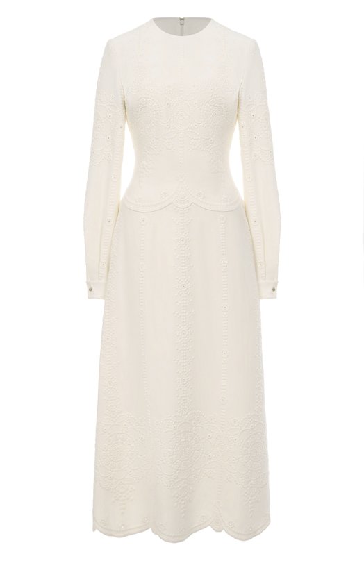 Платье из шелка и вискозы Elie Saab D0859NF25/CDE04 Кремовый D0859NF25/CDE04