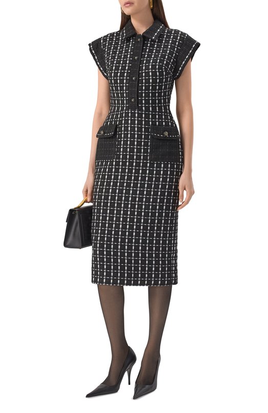 Твидовое платье Elie Saab D0769NP25/TW007 Чёрно-белый  D0769NP25/TW007 Фото 2