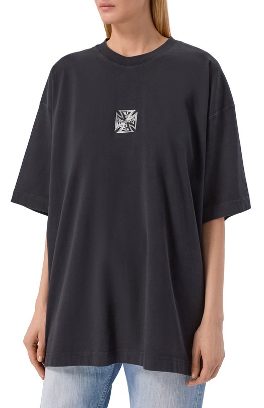 Хлопковая футболка VETEMENTS ME76TR162B/1200 LIGHT JERSEY Чёрный  ME76TR162B/1200 LIGHT JERSEY Фото 3