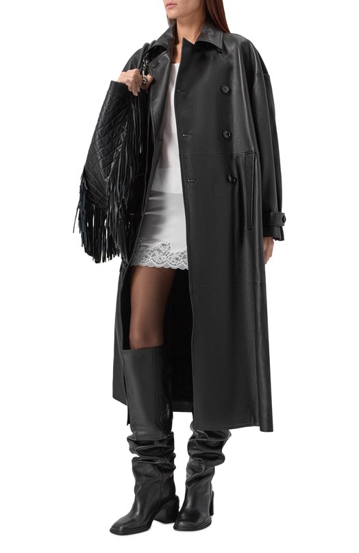 Кожаный тренч Ann Demeulemeester B0013109/LT038 Чёрный  B0013109/LT038 Фото 2