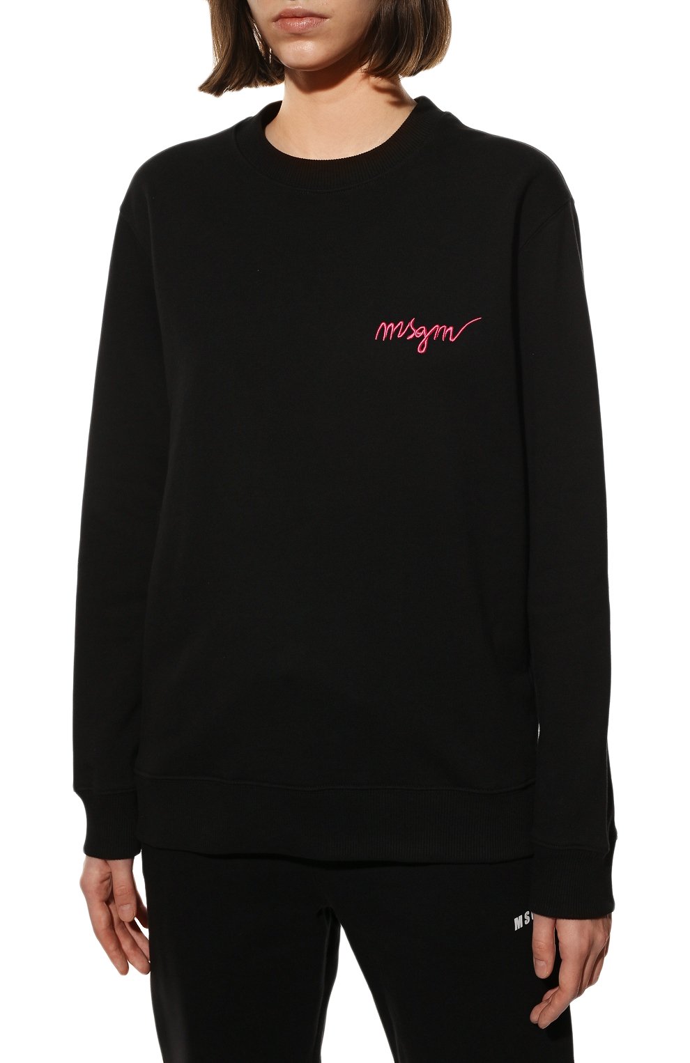 Хлопковый свитшот MSGM черного цвета по цене 20700 руб., арт. 3241MDM543 227299, фото 3 Хлопковый свитшот MSGM, арт. 3241MDM543 227299, фото 3