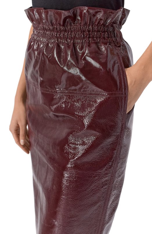Кожаная юбка Saint Laurent 858559/YCUB2 Бордовый  858559/YCUB2 Фото 5