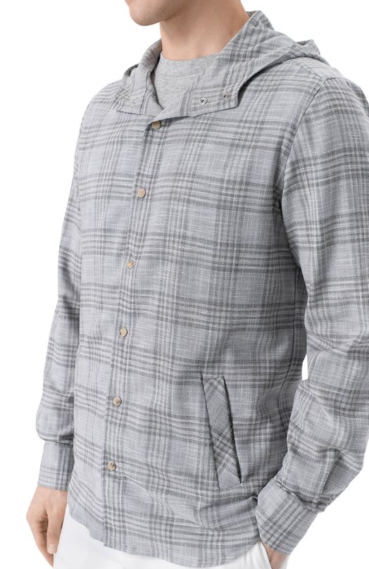 Рубашка из шерсти и шелка Kiton UMCMARK0617E20_ Серый  UMCMARK0617E20_ Фото 5