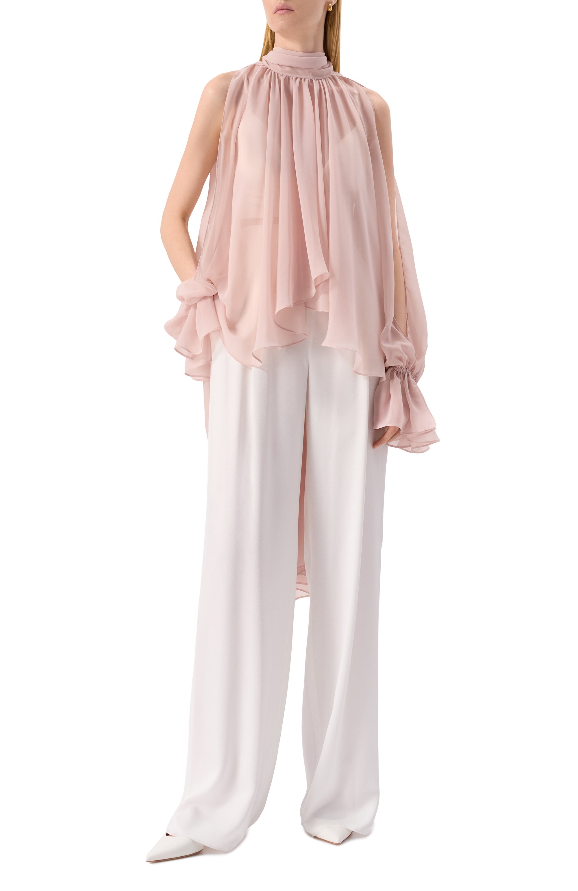 Атласные брюки MAX MARA STUDIO белого цвета по цене 47150 руб., арт. IETI, фото 2 Атласные брюки MAX MARA STUDIO, арт. IETI, фото 2