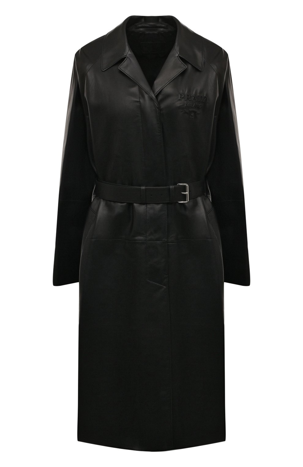 Кожаное пальто PRADA черного цвета по цене 700000 руб., арт. 56A028-08P-F0002, фото 1 Кожаное пальто PRADA, арт. 56A028-08P-F0002, фото 1