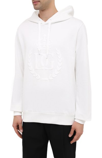 Хлопковое худи DOLCE & GABBANA белого цвета по цене 72950 руб., арт. G90F9Z/G7WNI, фото 3 Хлопковое худи DOLCE & GABBANA, арт. G90F9Z/G7WNI, фото 3