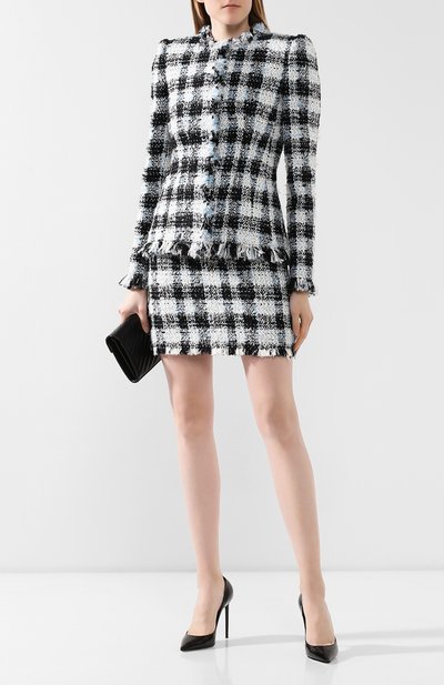 Твидовый жакет ALEXANDER MCQUEEN синего цвета по цене 299500 руб., арт. 586230/QEAAR, фото 2 Твидовый жакет ALEXANDER MCQUEEN, арт. 586230/QEAAR, фото 2
