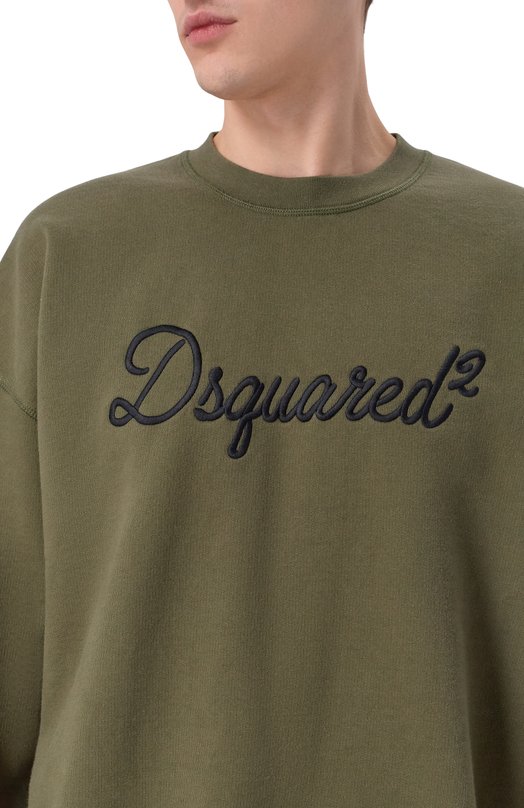 Хлопковый свитшот Dsquared2 S74GU0928/D25029 Хаки  S74GU0928/D25029 Фото 5