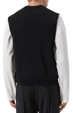 Мужской жилет из кашемира и хлопка JIL SANDER черного цвета, арт. J23FB0101/J13271 | Фото 4 (Материал внешний: Шерсть, Кашемир, Хлопок; Длина (верхняя одежда): Короткие; Мужское Кросс-КТ: Жилет-одежда; Стили: Минимализм)