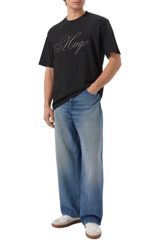 Хлопковая футболка HUGO 50557058 Чёрный  50557058 Фото 2