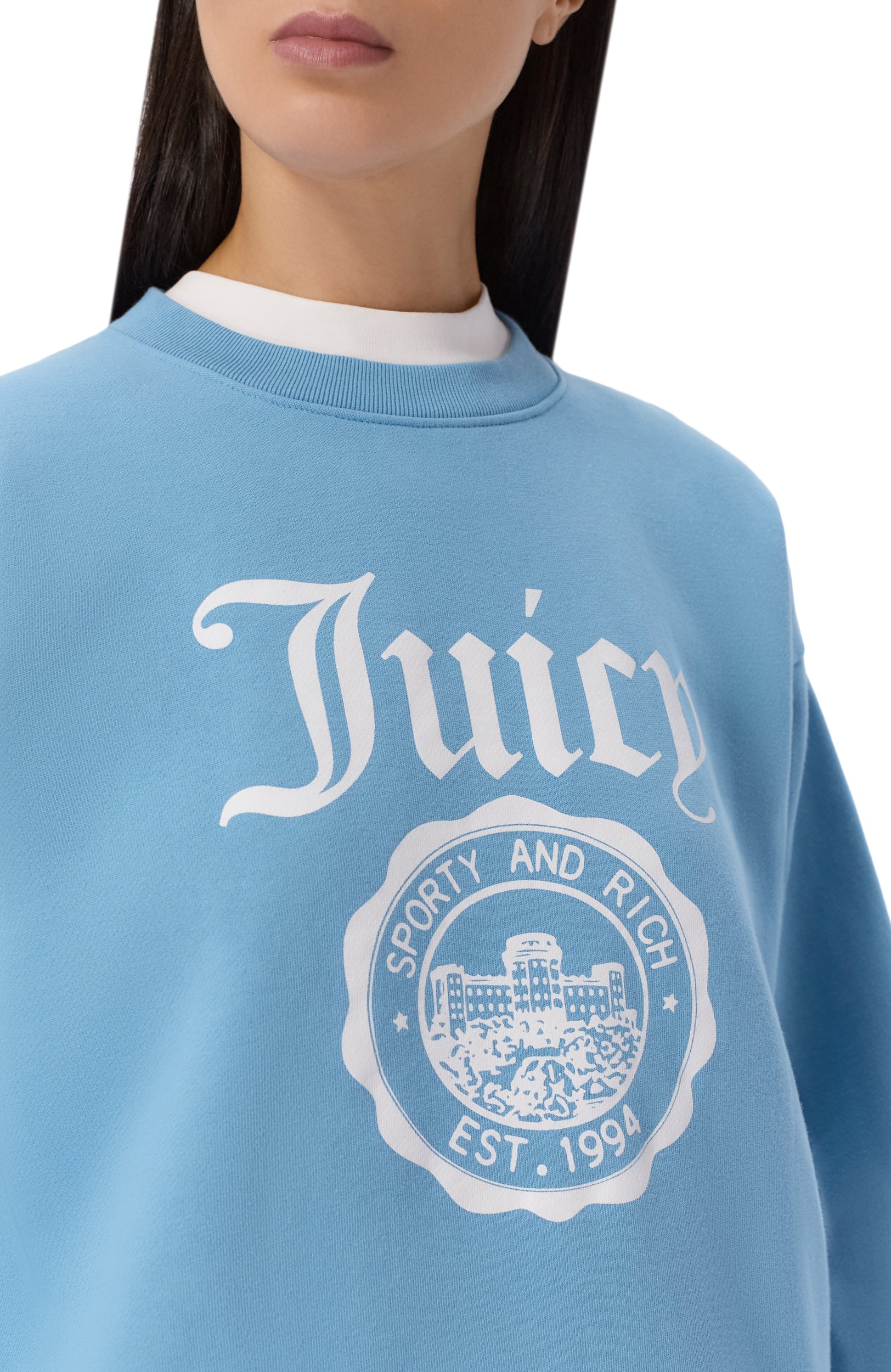 Хлопковый свитшот sporty & rich x juicy couture SPORTY AND RICH, арт. ST098716691BL50/JUICY EMBLEM CREWNECK, фото 5