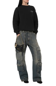 Женская сумка VERSACE JEANS COUTURE черного цвета, арт. 75VA4BG6/ZS413 | Фото 8 (Сумки-технические: Сумки через плечо; Материал сплава: Проставлено; Размер: mini; Ремень/цепочка: На ремешке; Материал: Текстиль; Драгоценные камни: Проставлено)