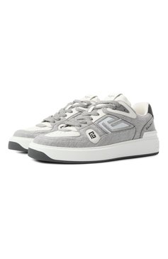 Мужские комбинированные кеды b-court skate BALMAIN серого цвета, арт. EM1VI378/TFJM | Фото 1 (Материал внутренний: Текстиль; Материал внешний: Текстиль; Подошва: Массивная; Материал утеплителя: Без утеплителя; Стили: Классический; Кросс-КТ: Низкие)