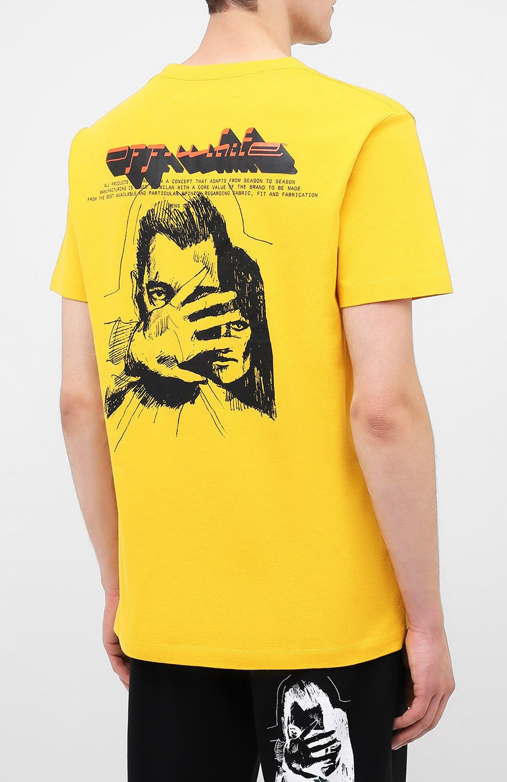 Хлопковая футболка OFF-WHITE желтого цвета по цене 29950 руб., арт. 0MAA027E20JER0121810, фото 4 Хлопковая футболка OFF-WHITE, арт. 0MAA027E20JER0121810, фото 4