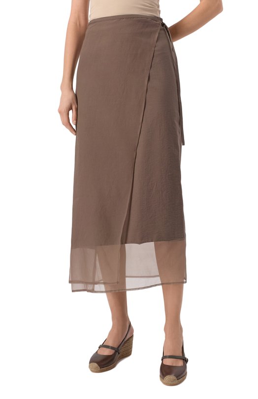 Хлопковая юбка Brunello Cucinelli ML140G3826 Коричневый  ML140G3826 Фото 3