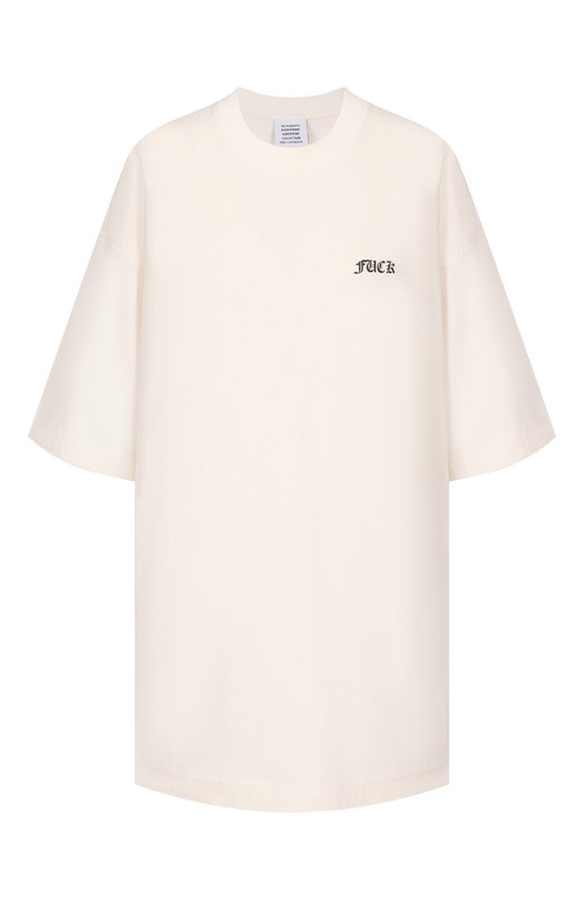 Хлопковая футболка VETEMENTS ME76TR188V/1200 LIGHT JERSEY Кремовый ME76TR188V/1200 LIGHT JERSEY