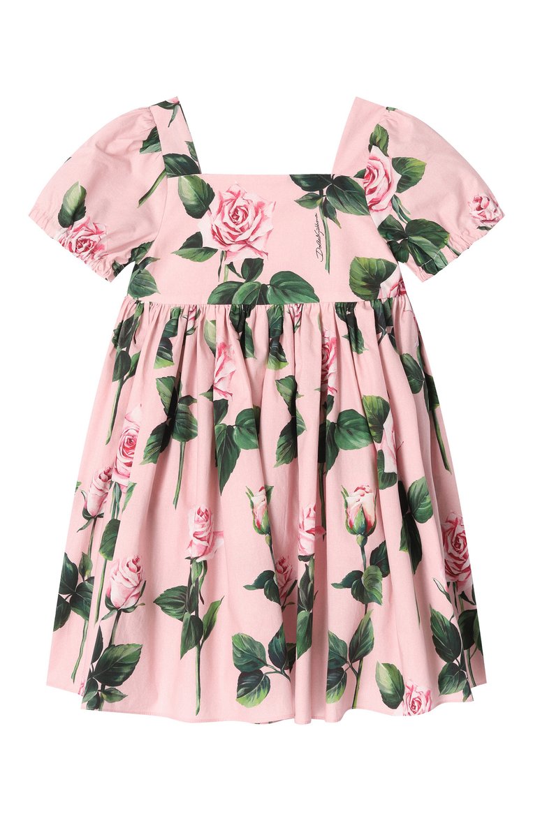 Женский комплект из платья и шорт DOLCE & GABBANA светло-розового цвета, арт. L24DF4/HS5S8 | Фото 2 (Нос: Не проставлено; Материал сплава: Проставлено; Материал внешний: Хлопок; Ростовка одежда: 6 мес | 68 см, 18 мес | 86 см, 12 мес | 80 см, 24 мес | 92 см, 9 мес | 74 см)