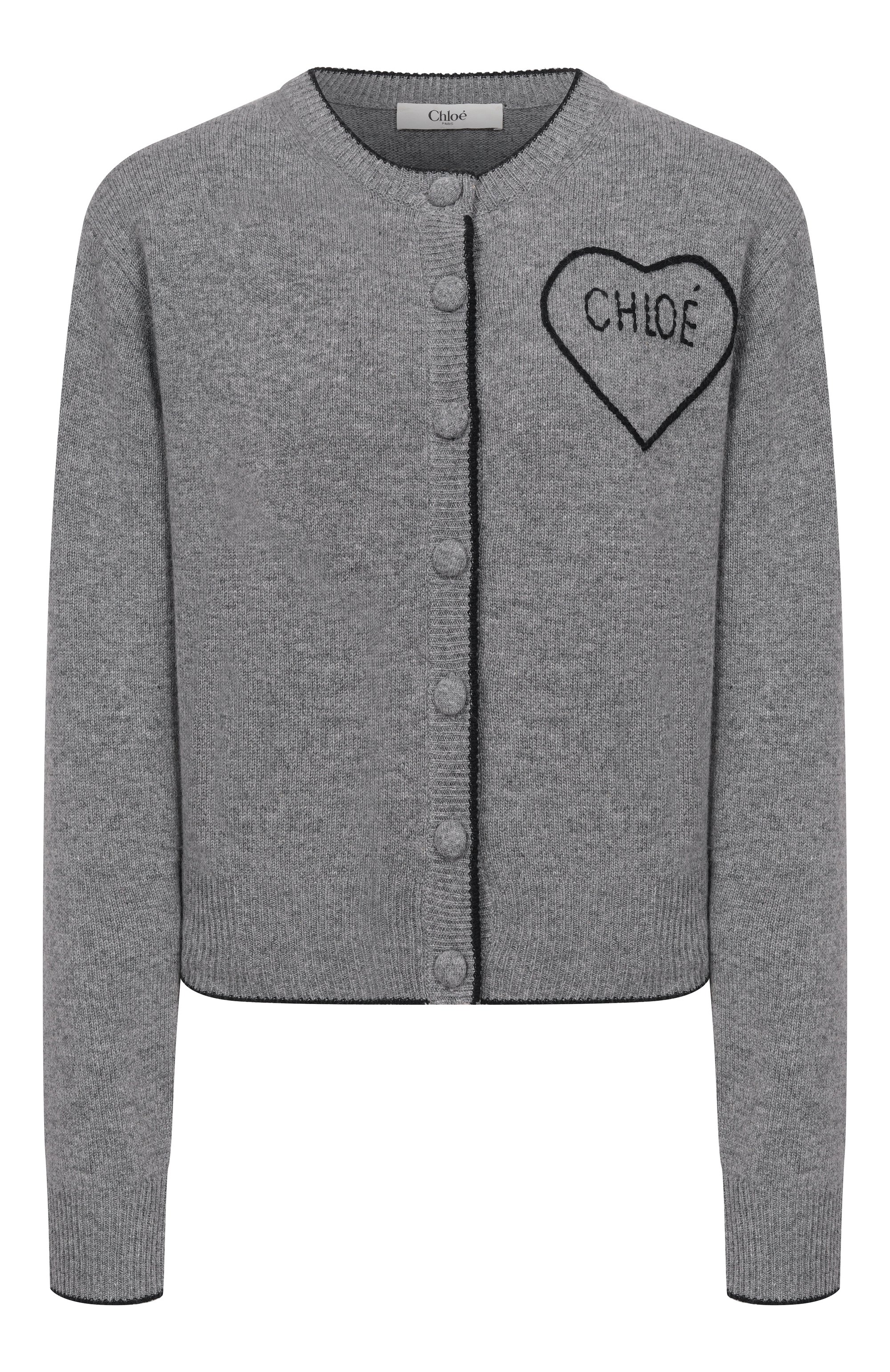 Кардиган из шерсти и кашемира CHLOÉ серого цвета по цене 152500 руб., арт. CH26SMC08710, фото 1 Кардиган из шерсти и кашемира CHLOÉ, арт. CH26SMC08710, фото 1