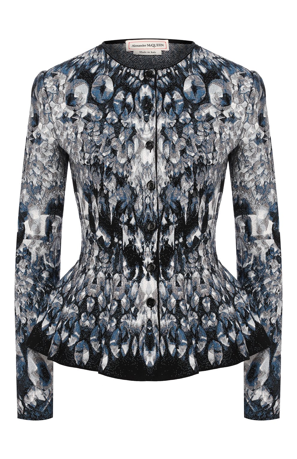 Кардиган из смеси шелка и вискозы ALEXANDER MCQUEEN синего цвета по цене 227500 руб., арт. 585246/Q1AG2, фото 1 Кардиган из смеси шелка и вискозы ALEXANDER MCQUEEN, арт. 585246/Q1AG2, фото 1