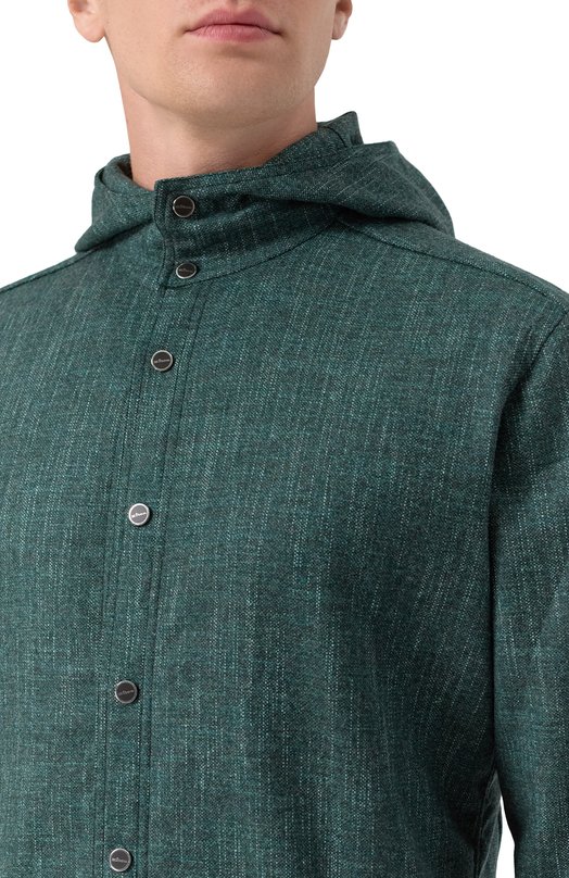 Рубашка из шерсти и шелка Kiton UMCMARK0119G12 Зелёный  UMCMARK0119G12 Фото 5