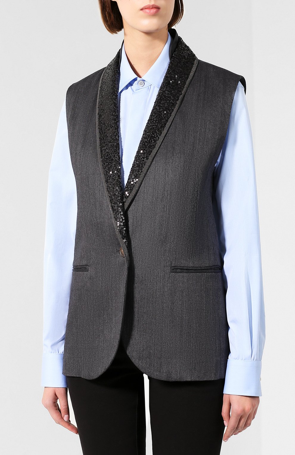 Жилет из смеси хлопка и льна BRUNELLO CUCINELLI, арт. MF5788171, фото 3