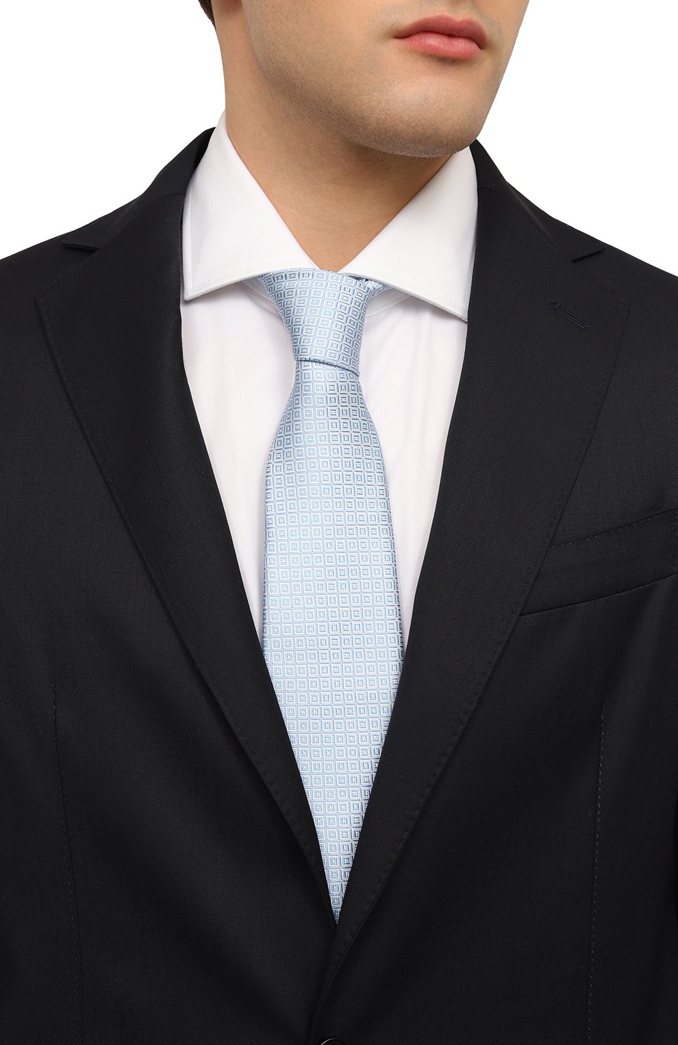 Шелковый галстук KITON голубого цвета по цене 28050 руб., арт. UCRVKLC01I10, фото 2 Шелковый галстук KITON, арт. UCRVKLC01I10, фото 2