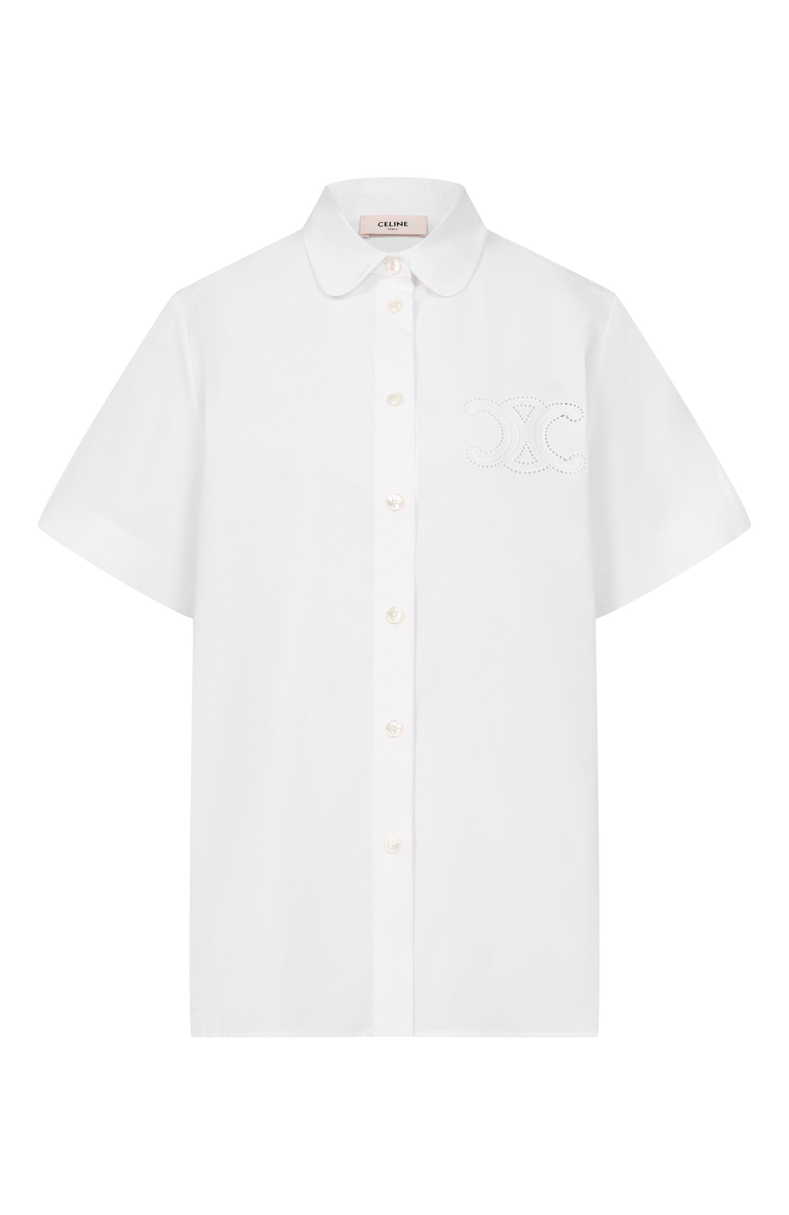 Хлопковая рубашка CELINE белого цвета по цене 152500 руб., арт. RB038/0T01, фото 1 Хлопковая рубашка CELINE, арт. RB038/0T01, фото 1
