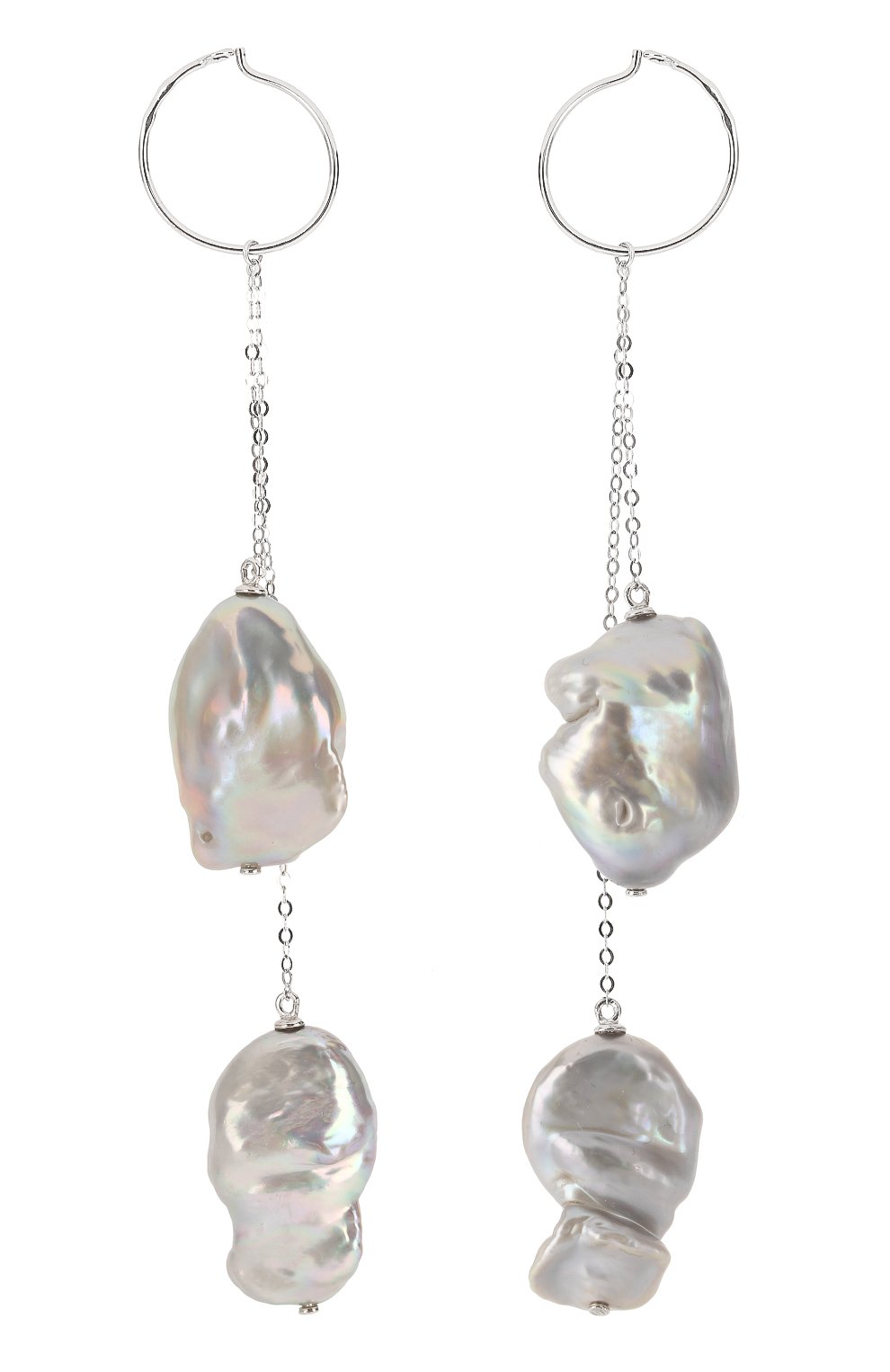 Двойные серьги с серым барочным жемчугом MOONKA, арт. per-der-g, фото 1