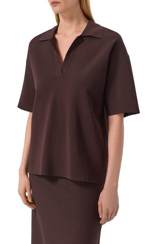 Поло из вискозы P.A.R.O.S.H. D540982/R0MA26 Коричневый  D540982/R0MA26 Фото 3