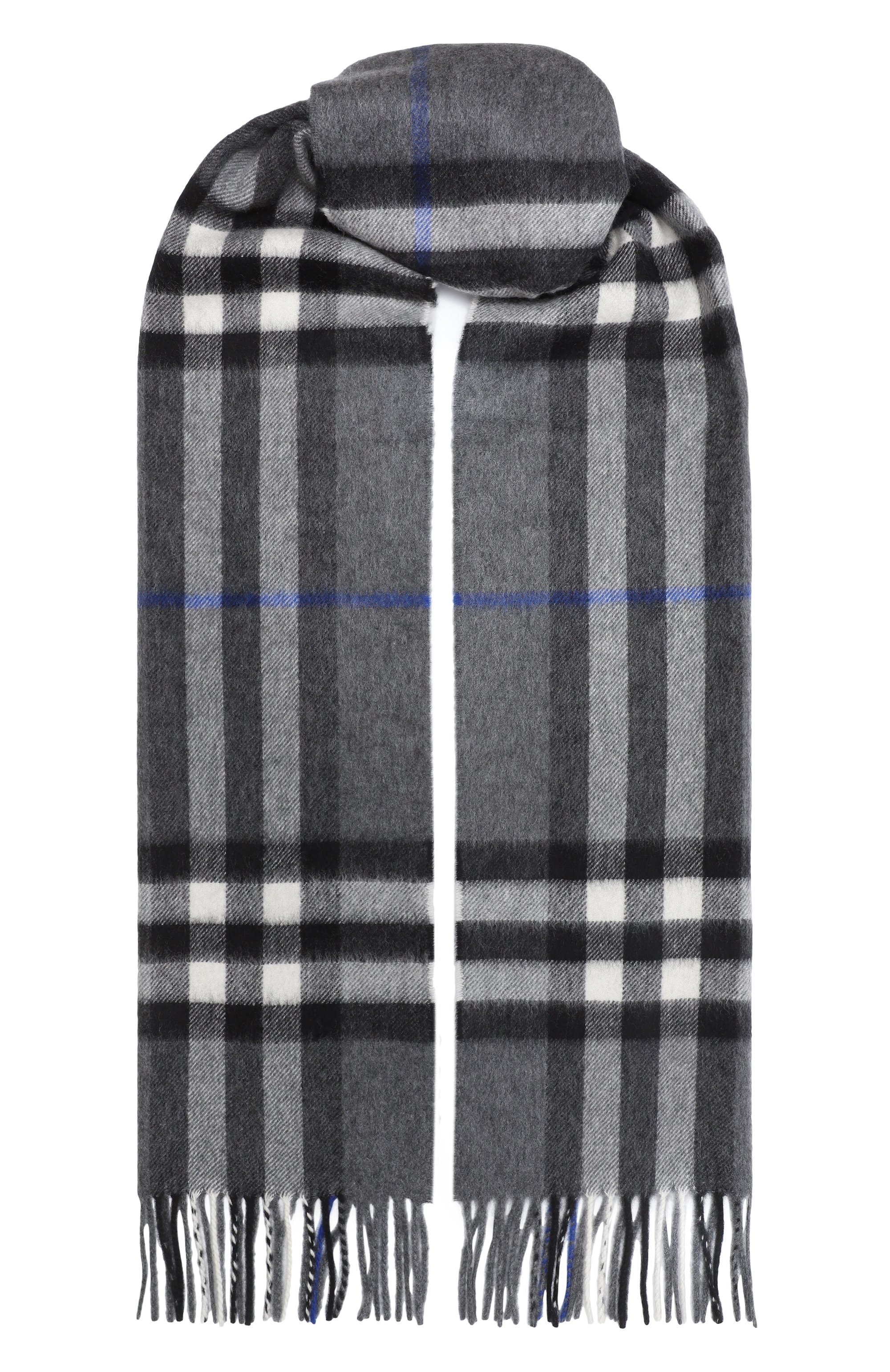 Кашемировый шарф BURBERRY темно-серого цвета по цене 75450 руб., арт. 8112642, фото 1 Кашемировый шарф BURBERRY, арт. 8112642, фото 1