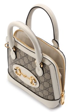 Женская сумка gg 1955 horsebit GUCCI белого цвета, арт. 640716/92TCG | Фото 4 (Сумки-технические: Сумки top-handle, Сумки через плечо; Ремень/цепочка: На ремешке; Материал: Экокожа, Текстиль; Размер: small; Материал сплава: Проставлено; Драгоценные камни: Проставлено; Нос: Не проставлено)