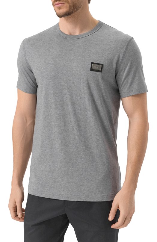 Хлопковая футболка Dolce & Gabbana G8PT1T/G7F2I Серый  G8PT1T/G7F2I Фото 3