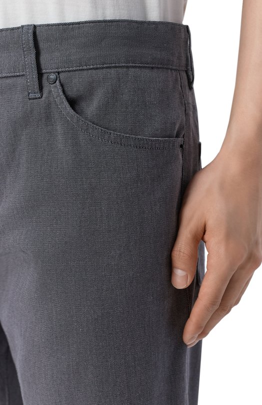 Хлопковые брюки BOSS 50553815 Серый  50553815 Фото 5