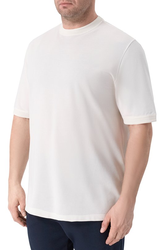 Хлопковая футболка Canali T0931/MJ02439_001 Белый  T0931/MJ02439_001 Фото 3