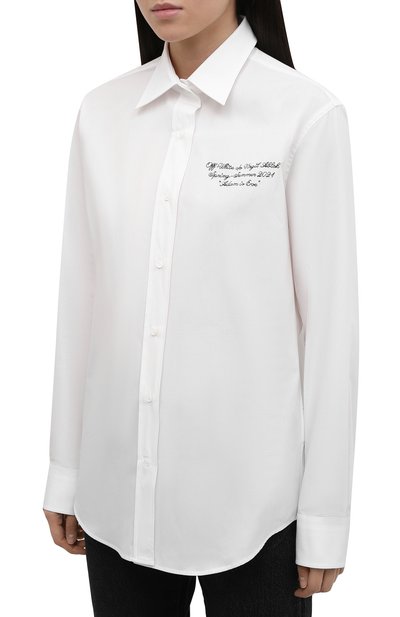 Хлопковая рубашка OFF-WHITE белого цвета по цене 37200 руб., арт. 0WGA096S21FAB001, фото 3 Хлопковая рубашка OFF-WHITE, арт. 0WGA096S21FAB001, фото 3
