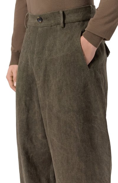 Льняные брюки UMA WANG хаки цвета по цене 152500 руб., арт. UM3517, фото 5 Льняные брюки UMA WANG, арт. UM3517, фото 5