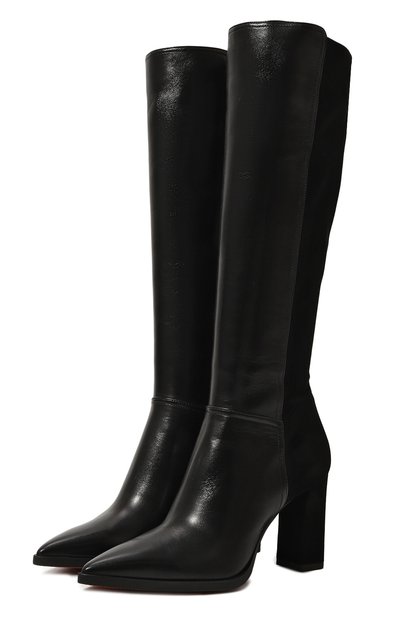 Кожаные сапоги SANTONI черного цвета по цене 132500 руб., арт. WSEG71187PC4THAH, фото 1 Кожаные сапоги SANTONI, арт. WSEG71187PC4THAH, фото 1