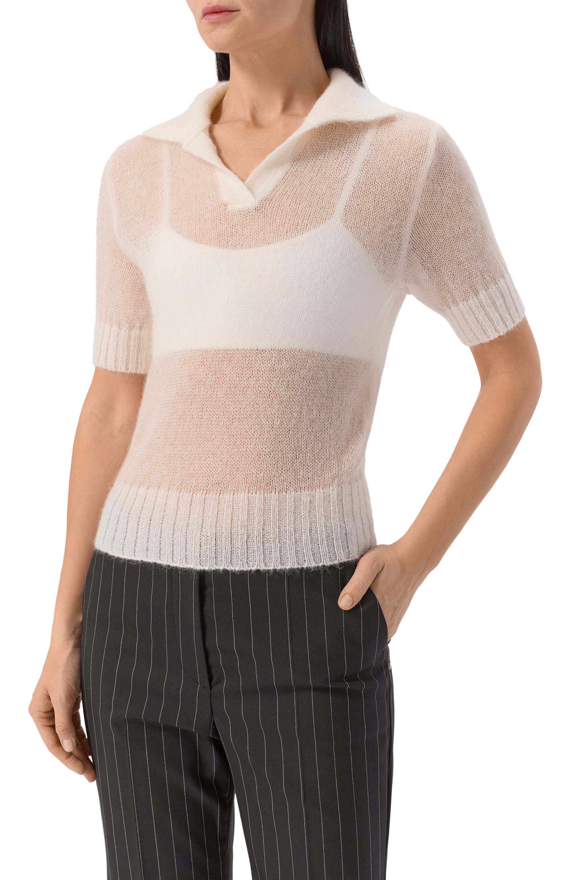 Шерстяное поло FREEAGE белого цвета по цене 23100 руб., арт. LW25.TS022.5070.100, фото 3 Шерстяное поло FREEAGE, арт. LW25.TS022.5070.100, фото 3