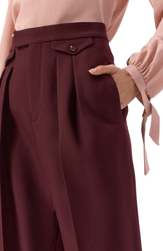Шерстяные брюки Chloé CH26SPA06164 Бордовый  CH26SPA06164 Фото 5