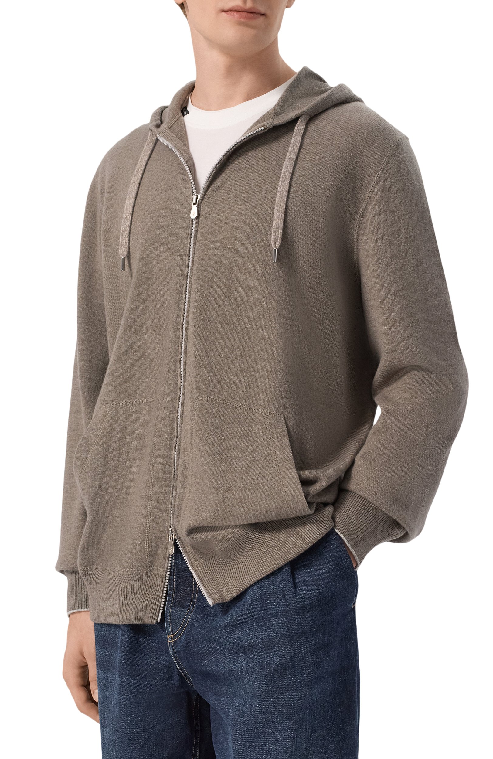 Кашемировый кардиган BRUNELLO CUCINELLI хаки цвета по цене 338500 руб., арт. M2223246G, фото 3 Кашемировый кардиган BRUNELLO CUCINELLI, арт. M2223246G, фото 3